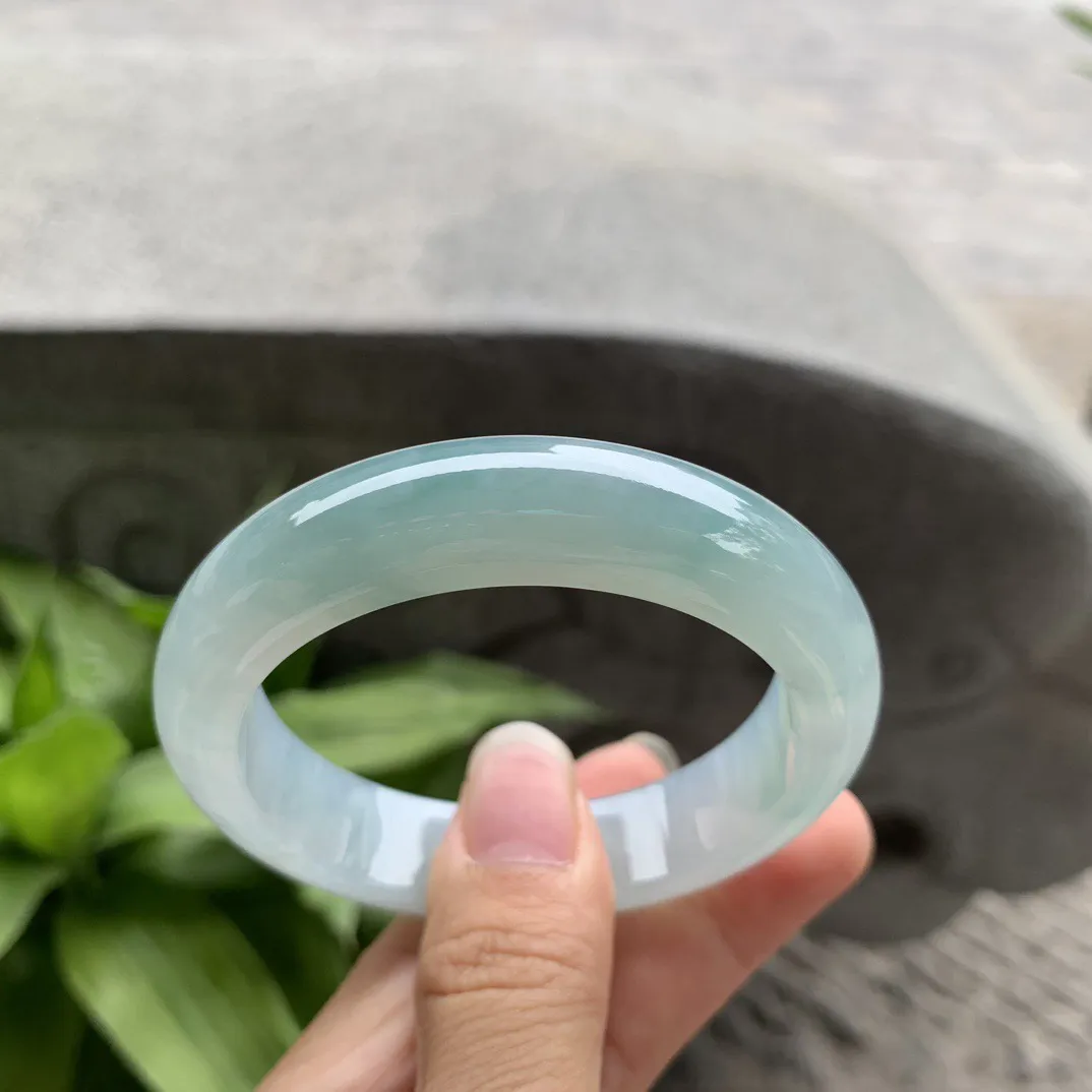 小圈口 52.8-13-8.4【冰晴绿正圈手镯】正圈52 53可戴