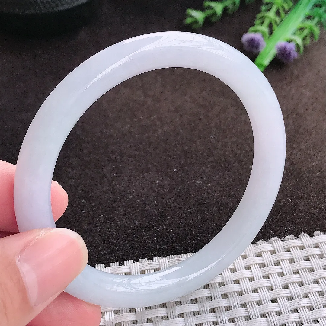 自然光56/8.2老坑冰润起胶圆条手镯翡翠玉镯美人镯