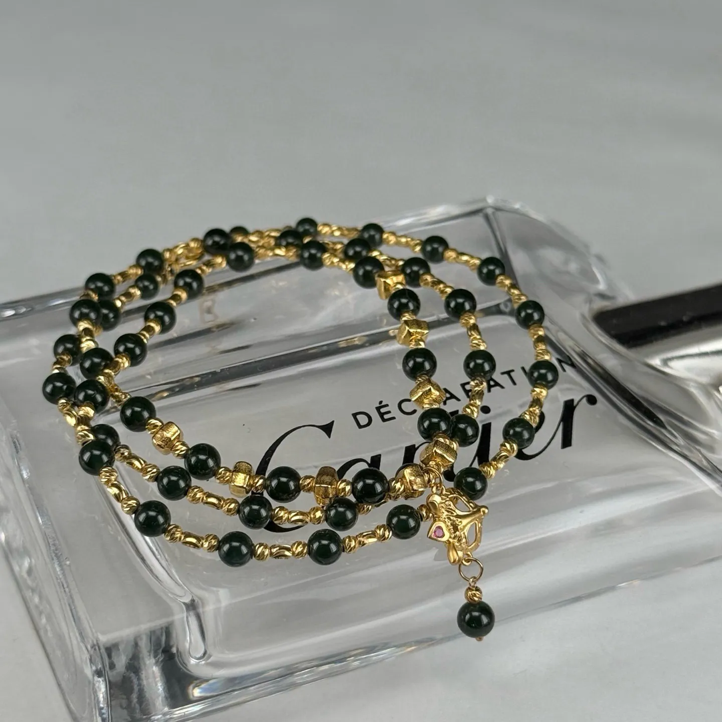 精品18k墨翠项链 种好色正 黑度极好 打灯通透 油性十足 尺寸4.2