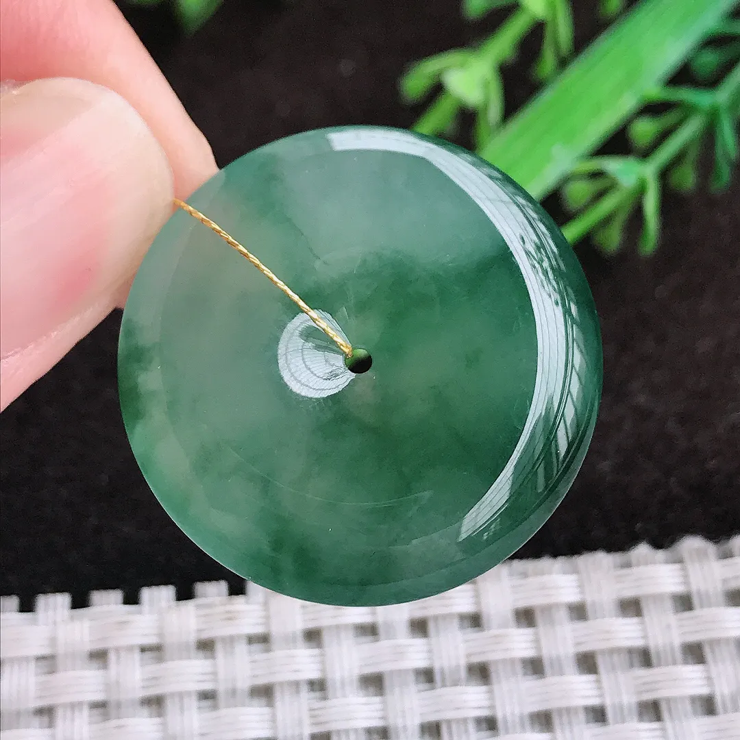自然光29.8/6.2老坑冰胶果冻飘花平安扣吊坠翡翠玉坠挂件百搭