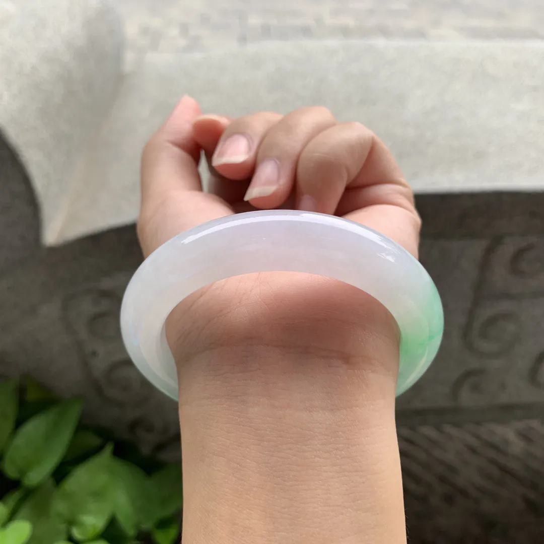 圈口 55.4-11.8-9.9【冰阳绿正圈手镯】正圈55 56可戴