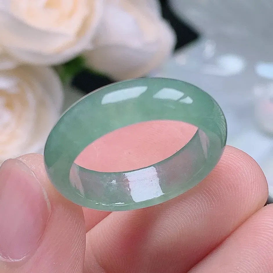 缅甸翡翠老坑种翡翠水润晴水戒指玉指环  水润通透 尺寸：18.3-6-3mm 17-18号圈口1S