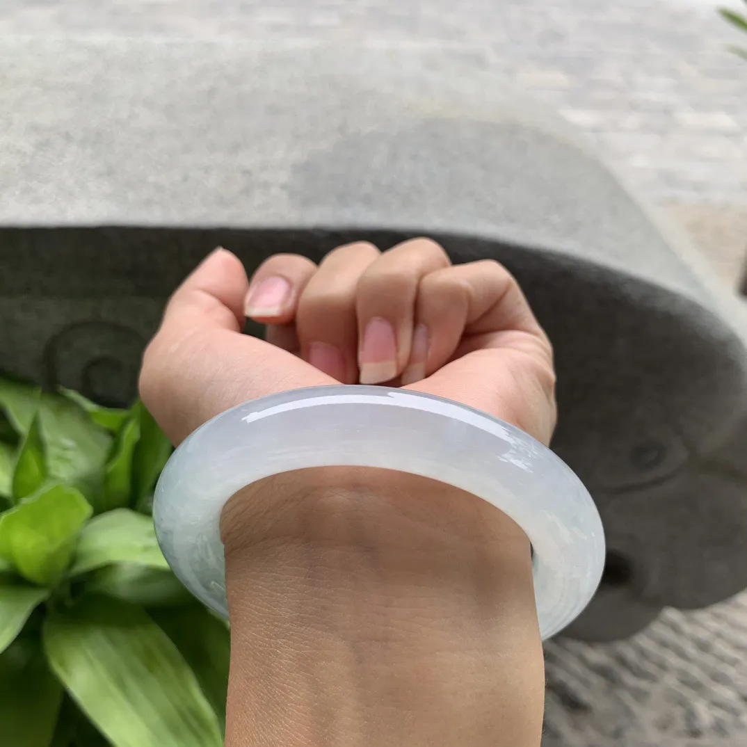 圈口57.8-12.6【高冰晴飘花圆条手镯】圆条57 58可戴