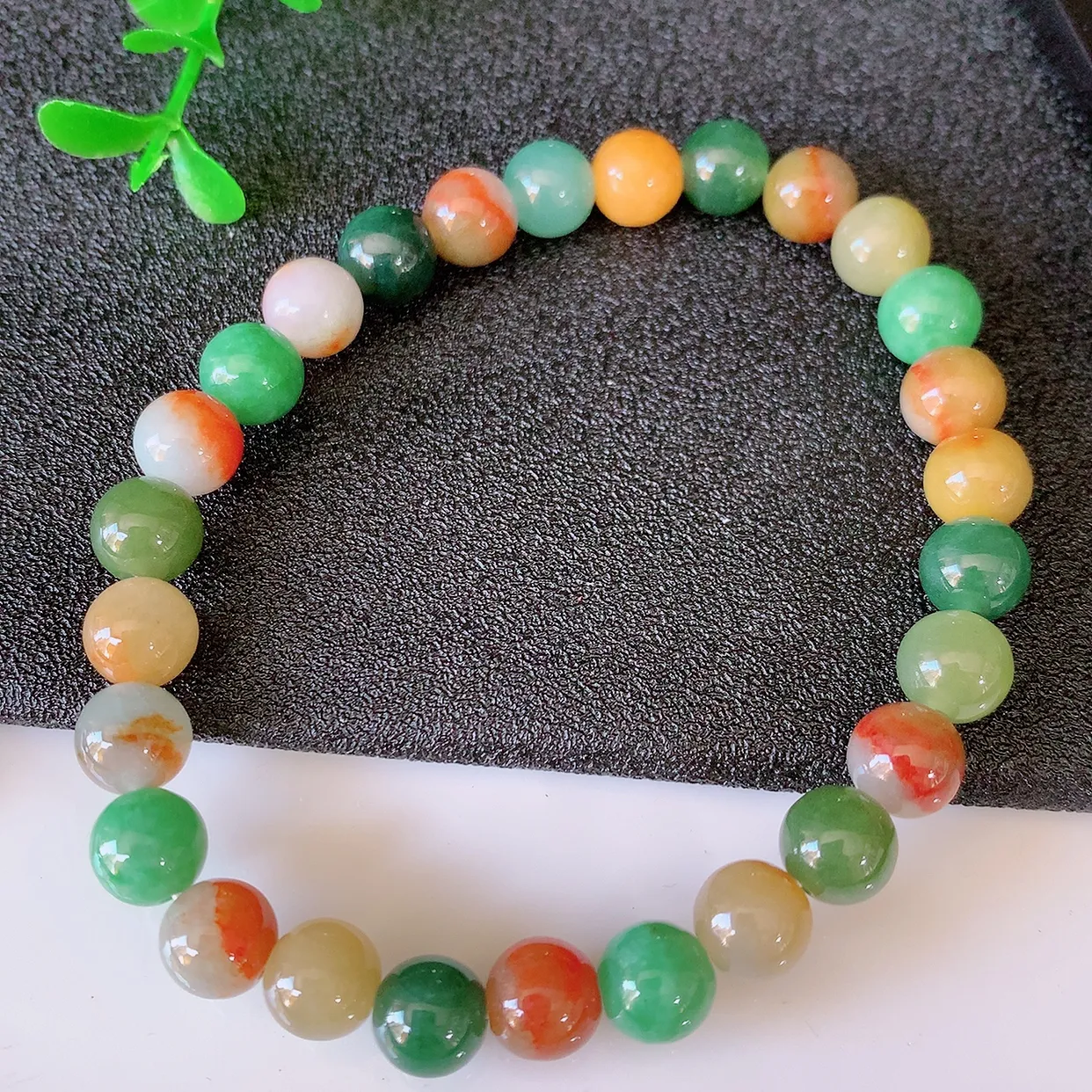 自然光实拍，冰润多宝翡翠手链，多彩翡翠手串，颜色丰富，料子细腻， 高档大气， 自 戴送礼佳品！#46.31取一尺寸7mm