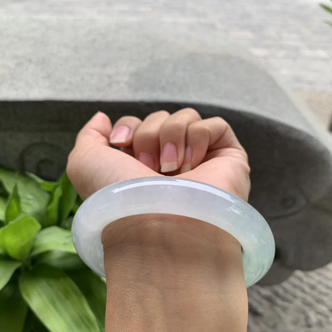 圈口57.8-12.6【高冰晴飘花圆条手镯】圆条57 58可戴