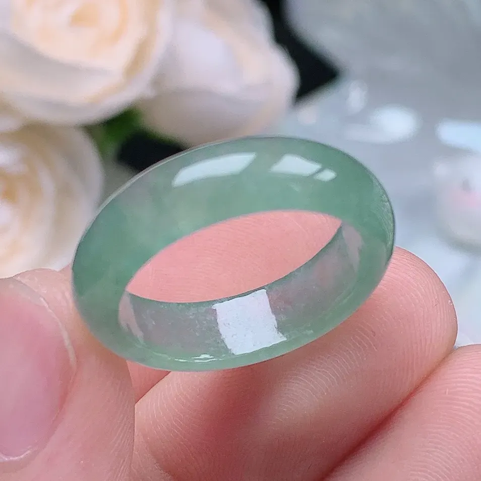 缅甸翡翠老坑种翡翠水润晴水戒指玉指环  水润通透 尺寸：18.3-6-3mm 17-18号圈口1S