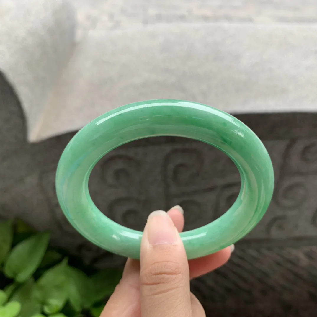 圈口 56-11.4【阳满绿圆条手镯】圆条56 57可戴
