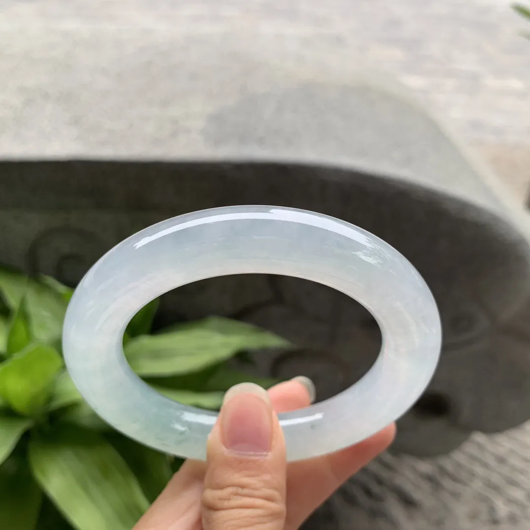 圈口57.8-12.6【高冰晴飘花圆条手镯】圆条57 58可戴