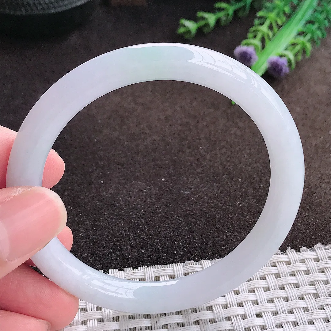 自然光56/8.2老坑冰润起胶圆条手镯翡翠玉镯美人镯