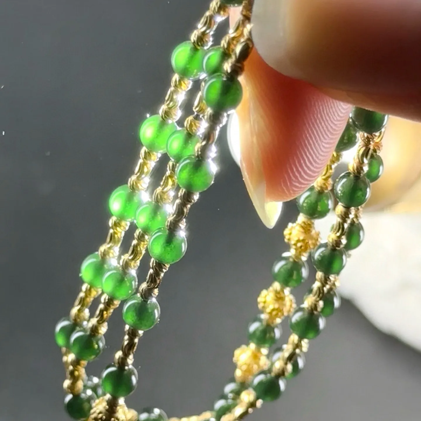 精品墨翠珠子项链 种好色正