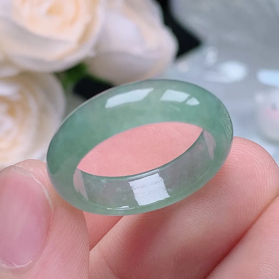 缅甸翡翠老坑种翡翠水润晴水戒指玉指环  水润通透 尺寸：18.3-6-3mm 17-18号圈口1S