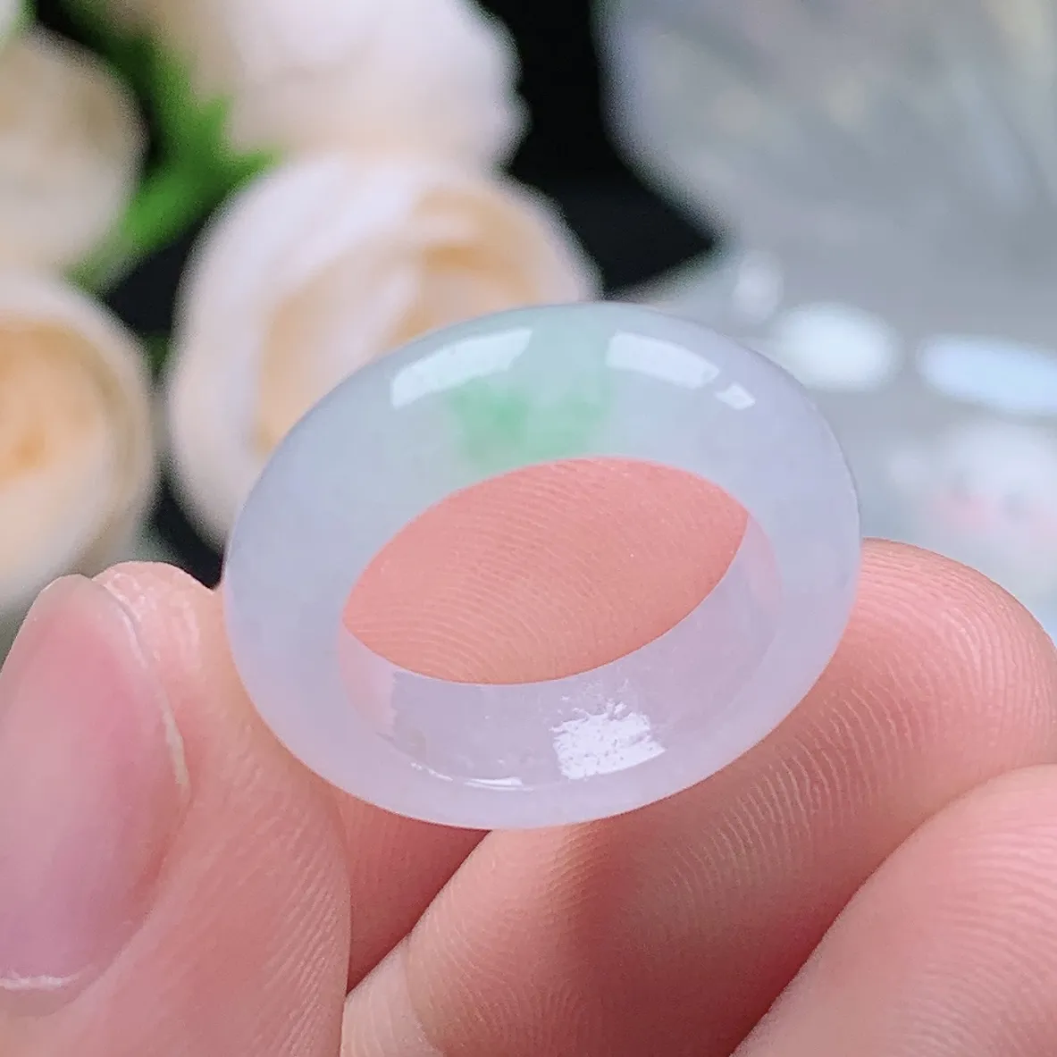 缅甸翡翠老坑种翡翠水润飘绿戒指玉指环  水润通透 尺寸：14.1-5.4-3.5mm 6号圈口1S