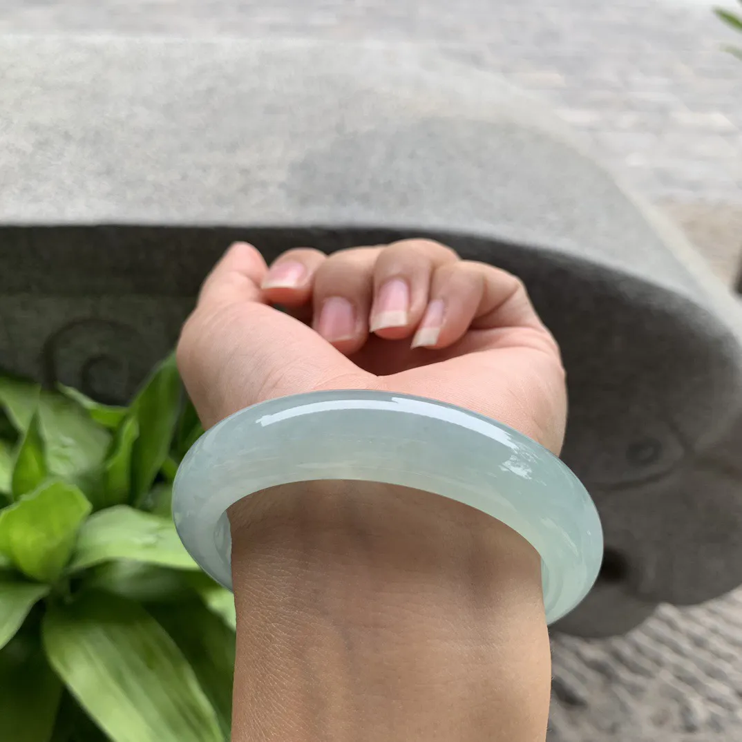 大圈口58.6-13.6-9.4 【冰绿正圈手镯】 正圈58 59可戴