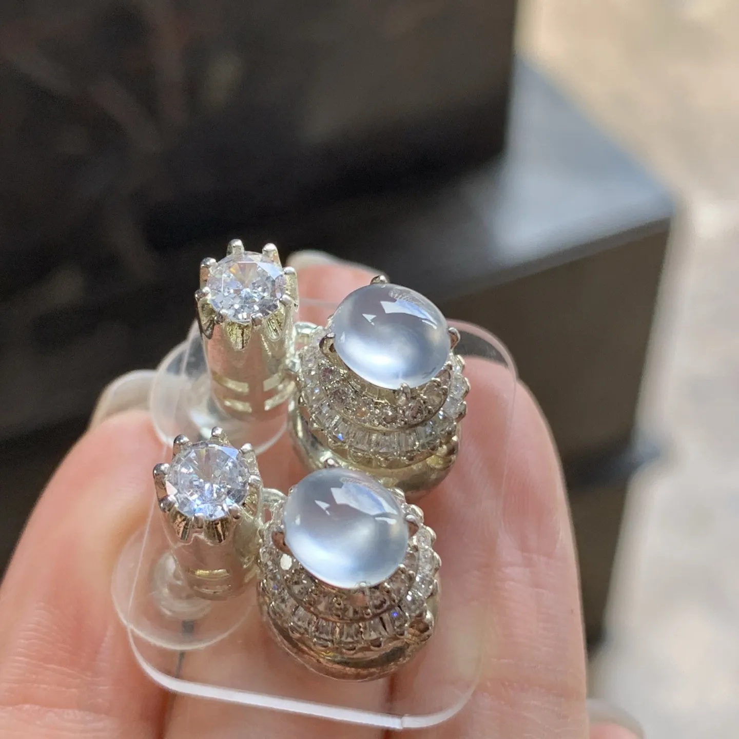 冰种戒面一对^_^种水透亮