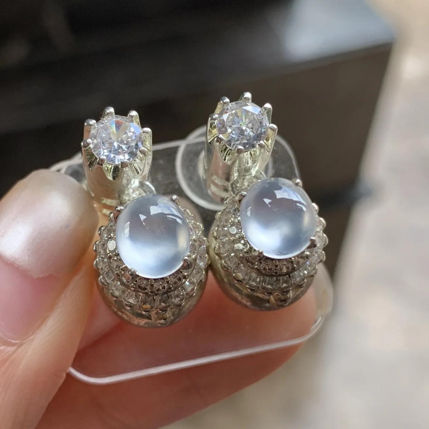 冰种戒面一对^_^种水透亮