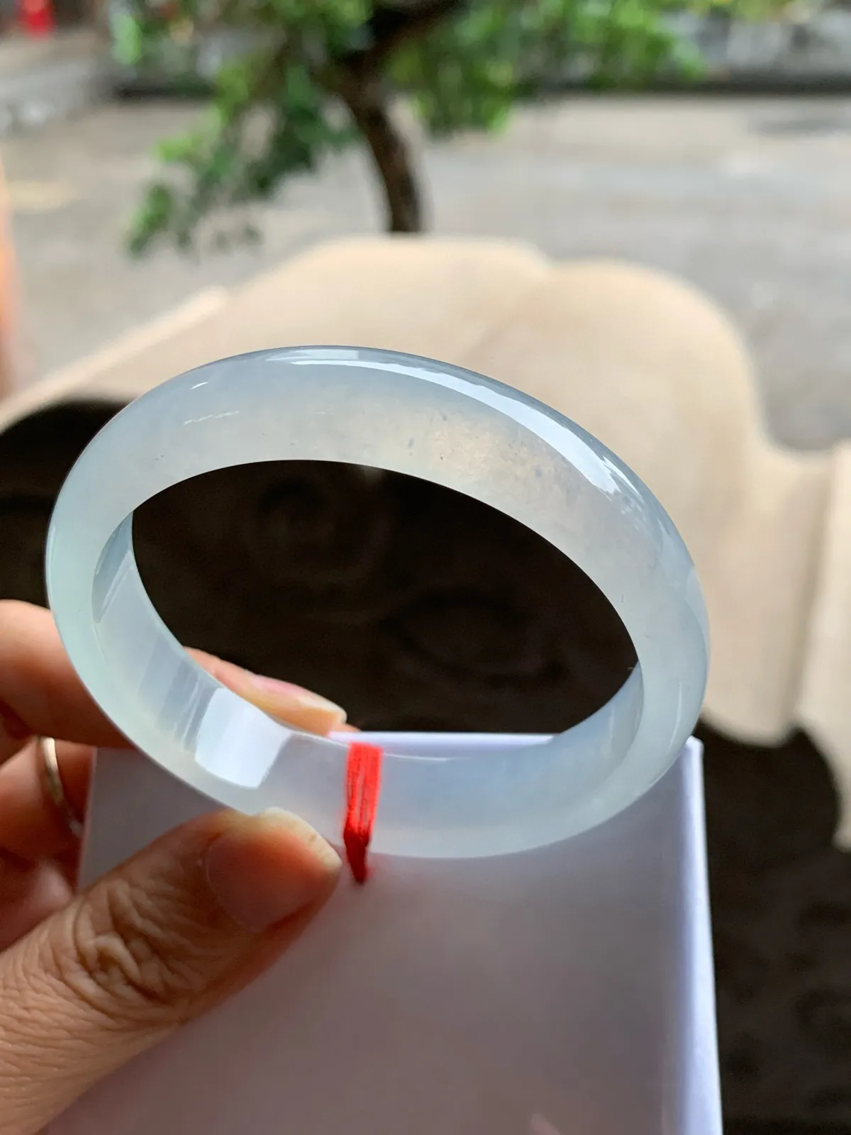 正圈冰玻种 无瑕 尺寸:54.3/12.1/6.1 种水好