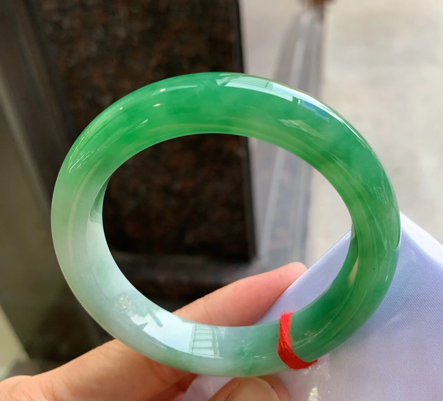 正圈一大圈芙蓉绿 无瑕 尺寸:56.3/12.2/9.3 色好