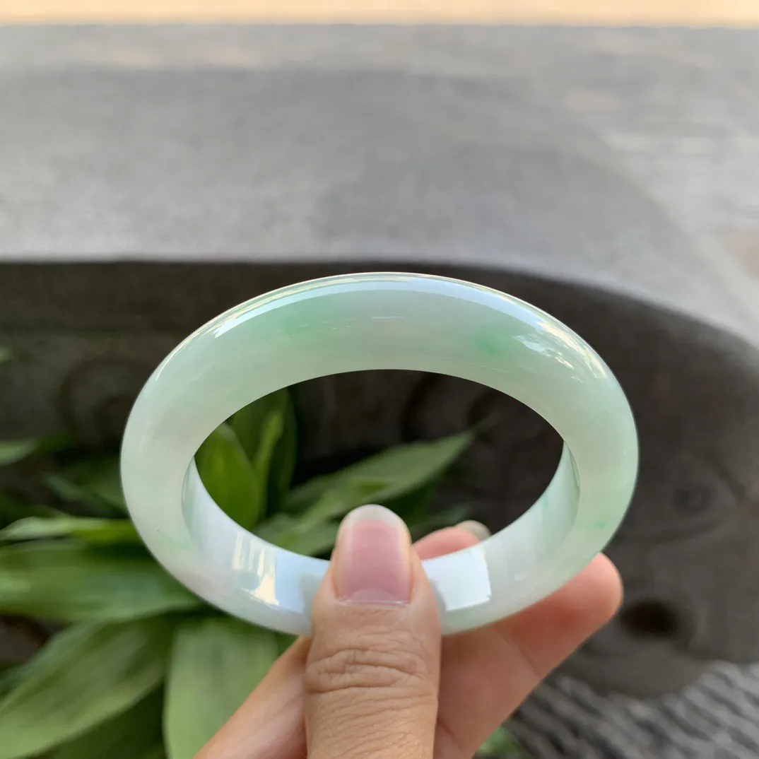 圈口54.7-12.6-9 【冰飘绿正圈手镯】正圈54 55可戴