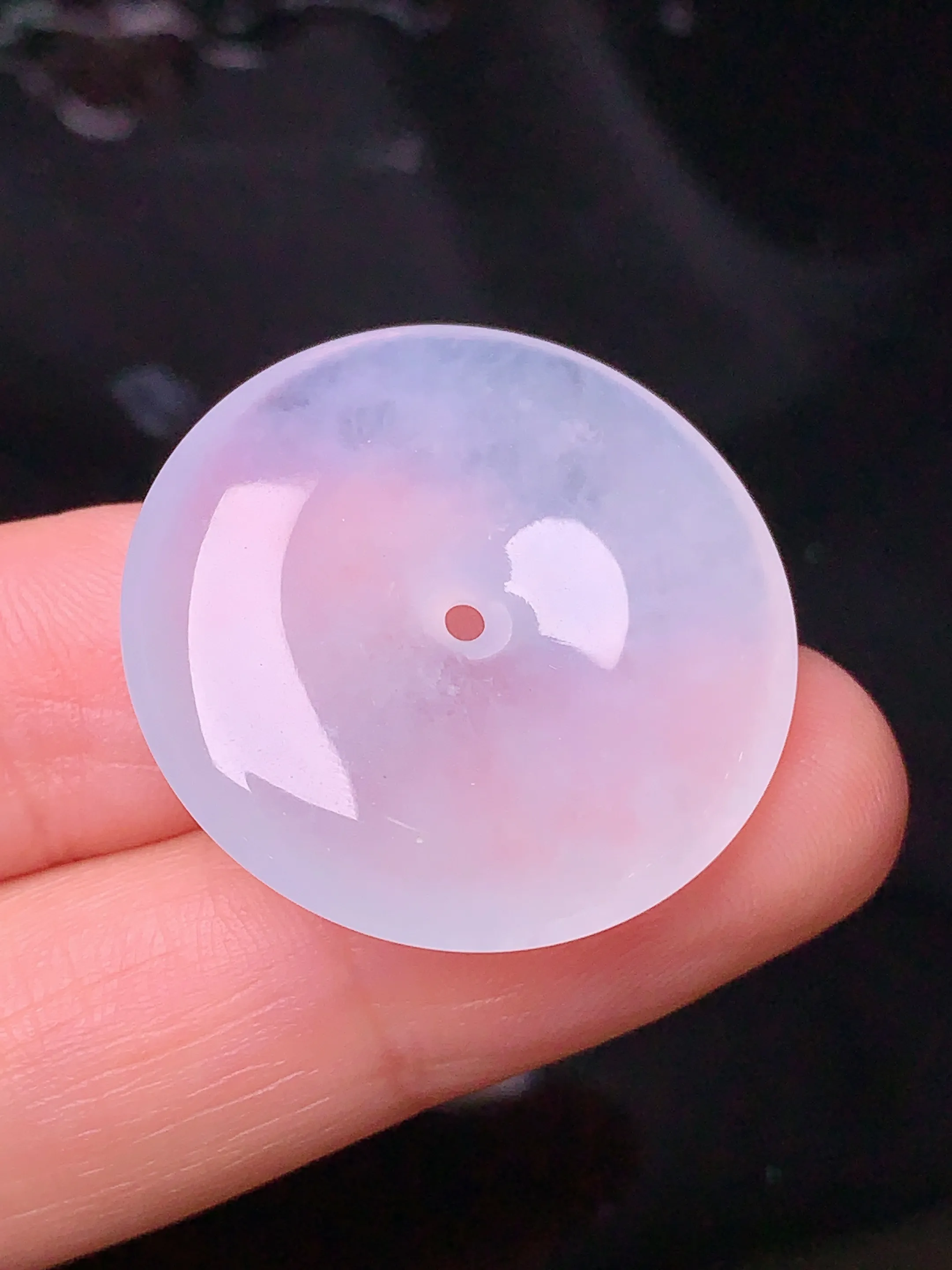 冰种平安扣吊坠 玉质细腻 色泽清新艳丽 整体尺寸26.6*5.7