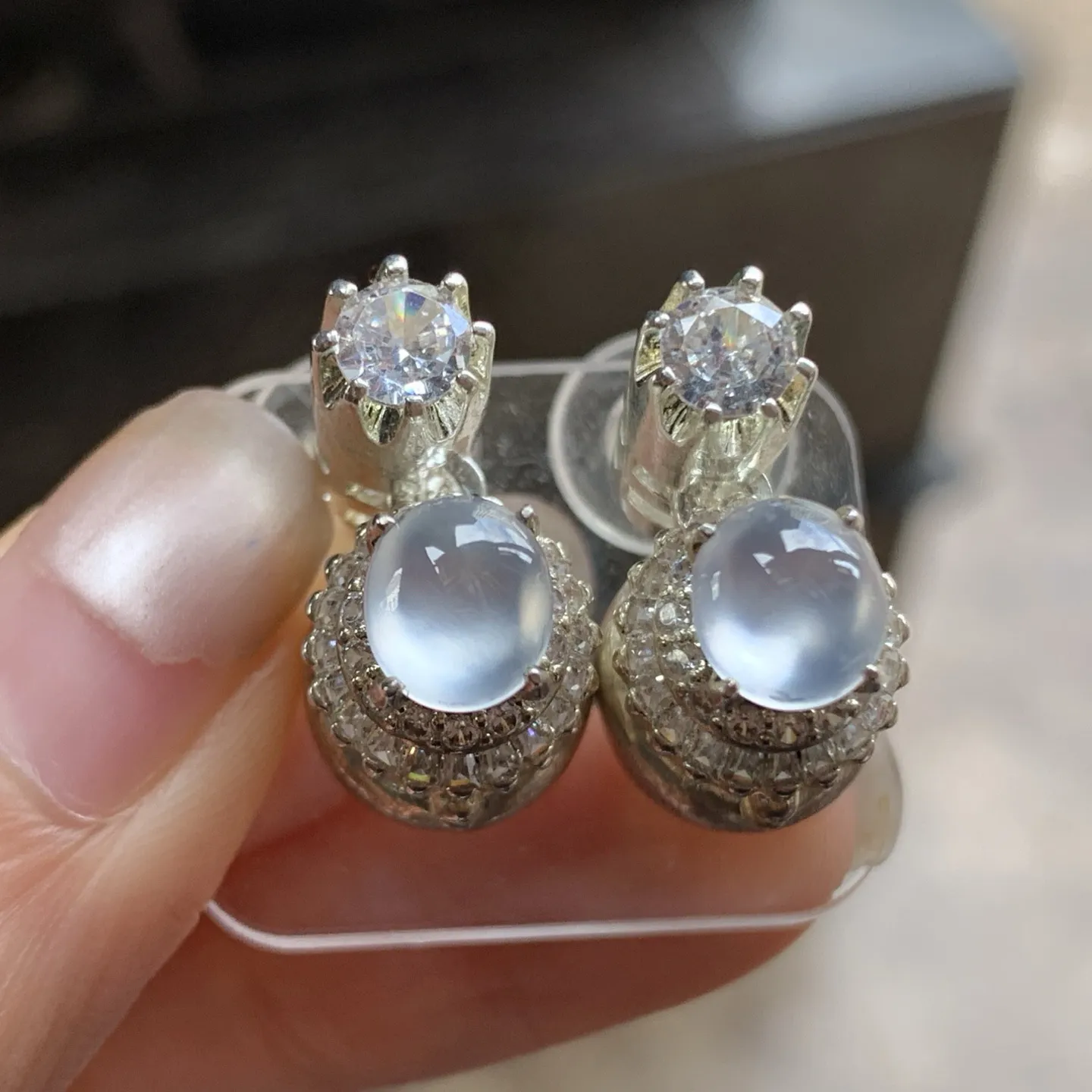 冰种戒面一对^_^种水透亮