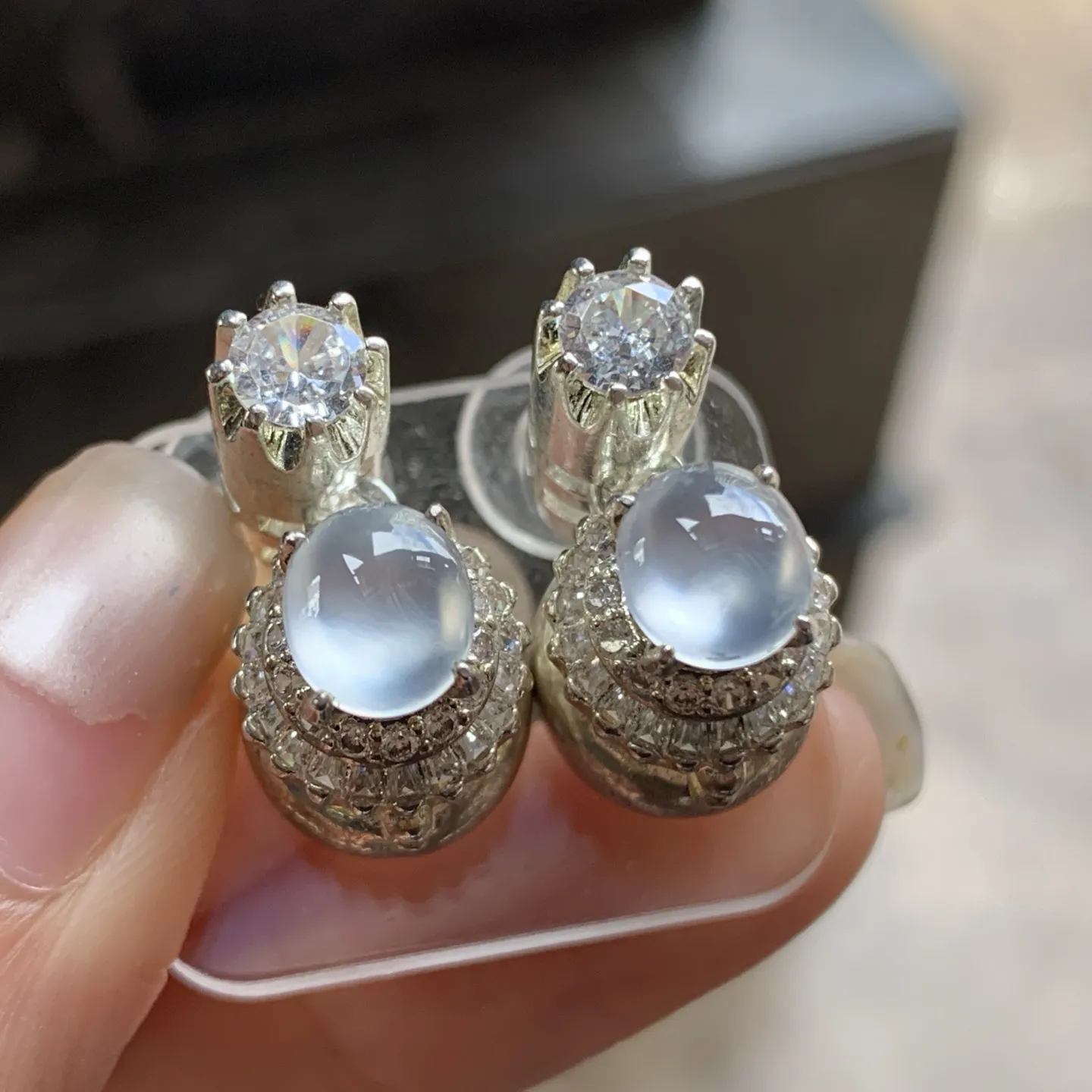 冰种戒面一对^_^种水透亮