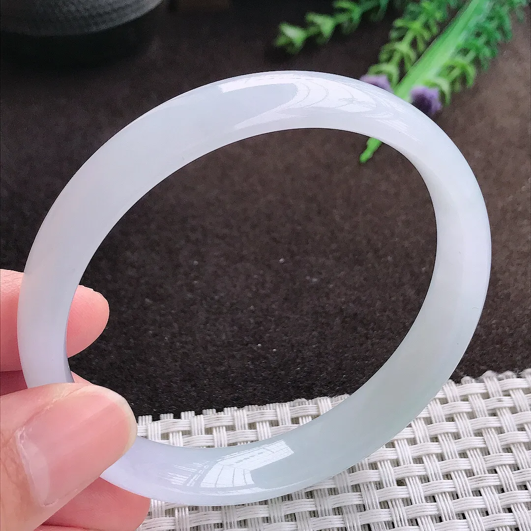 天然a货翡翠64/12.8/6.6老坑冰胶果冻月光彩手镯大圈口宽边翡翠玉镯
