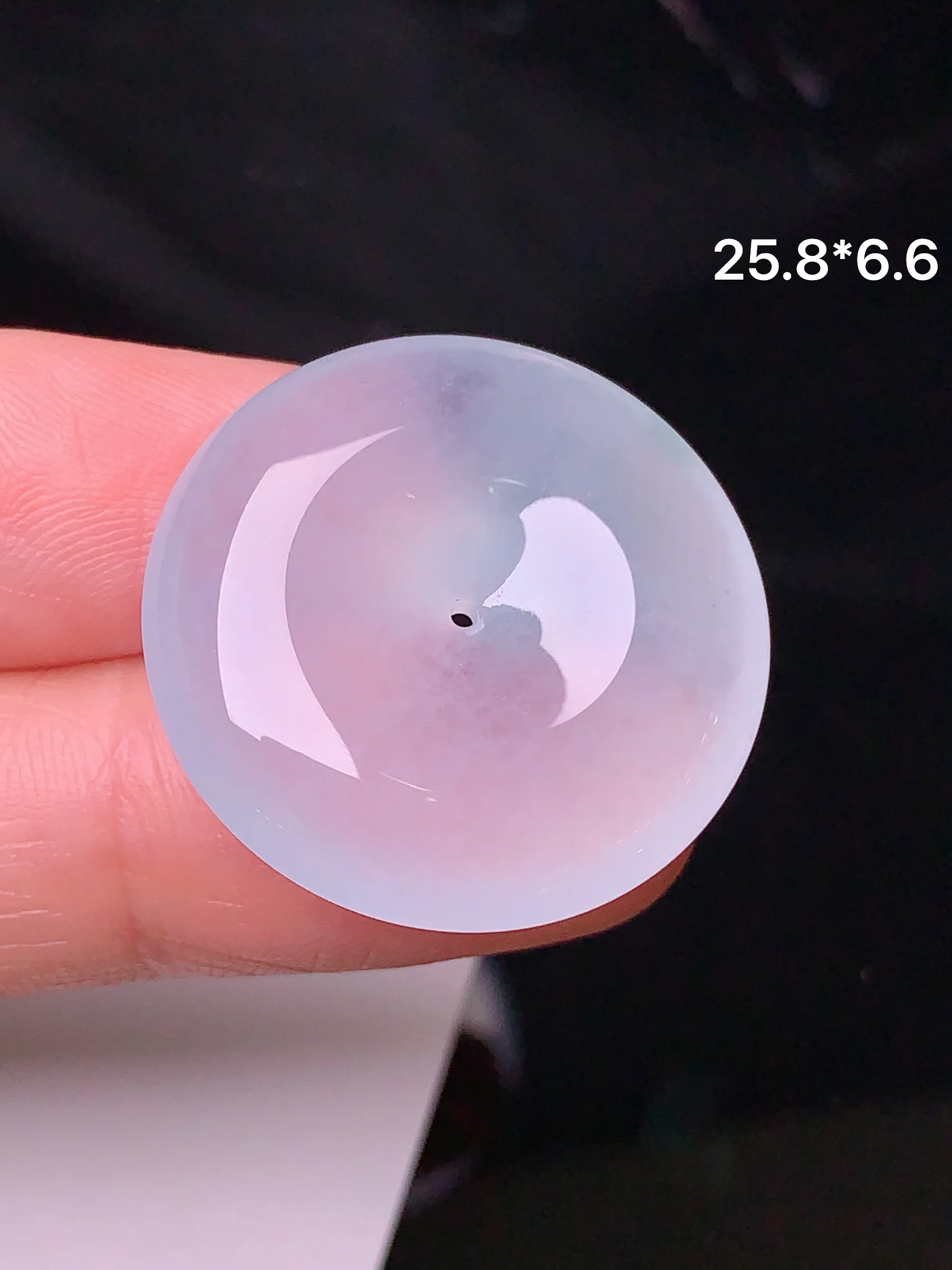 冰种平安扣吊坠 玉质细腻 色泽清新艳丽 整体尺寸25.8*6.6