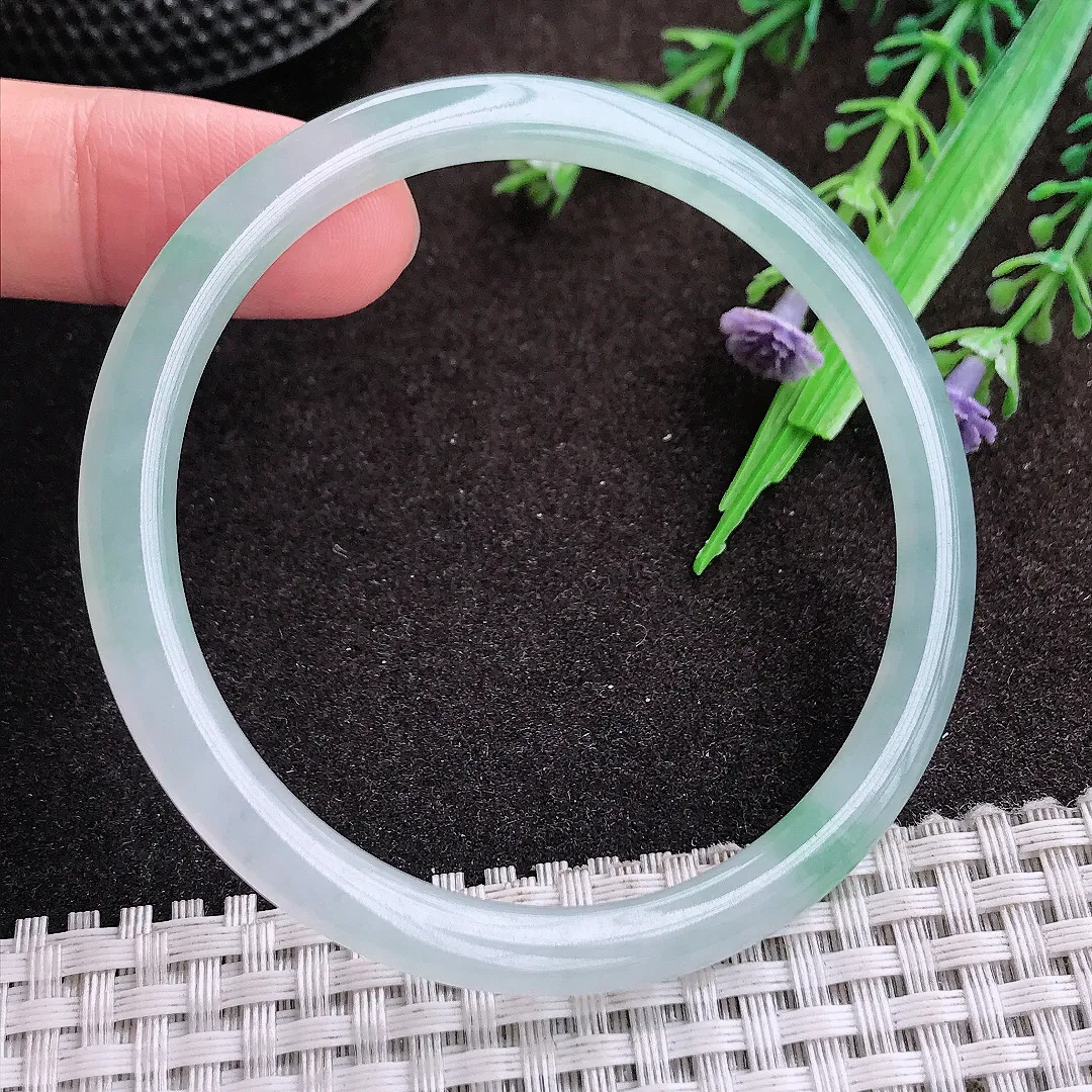 天然a货翡翠57.5/5/6.2老坑冰胶果冻细条叮当手镯翡翠玉镯美人镯