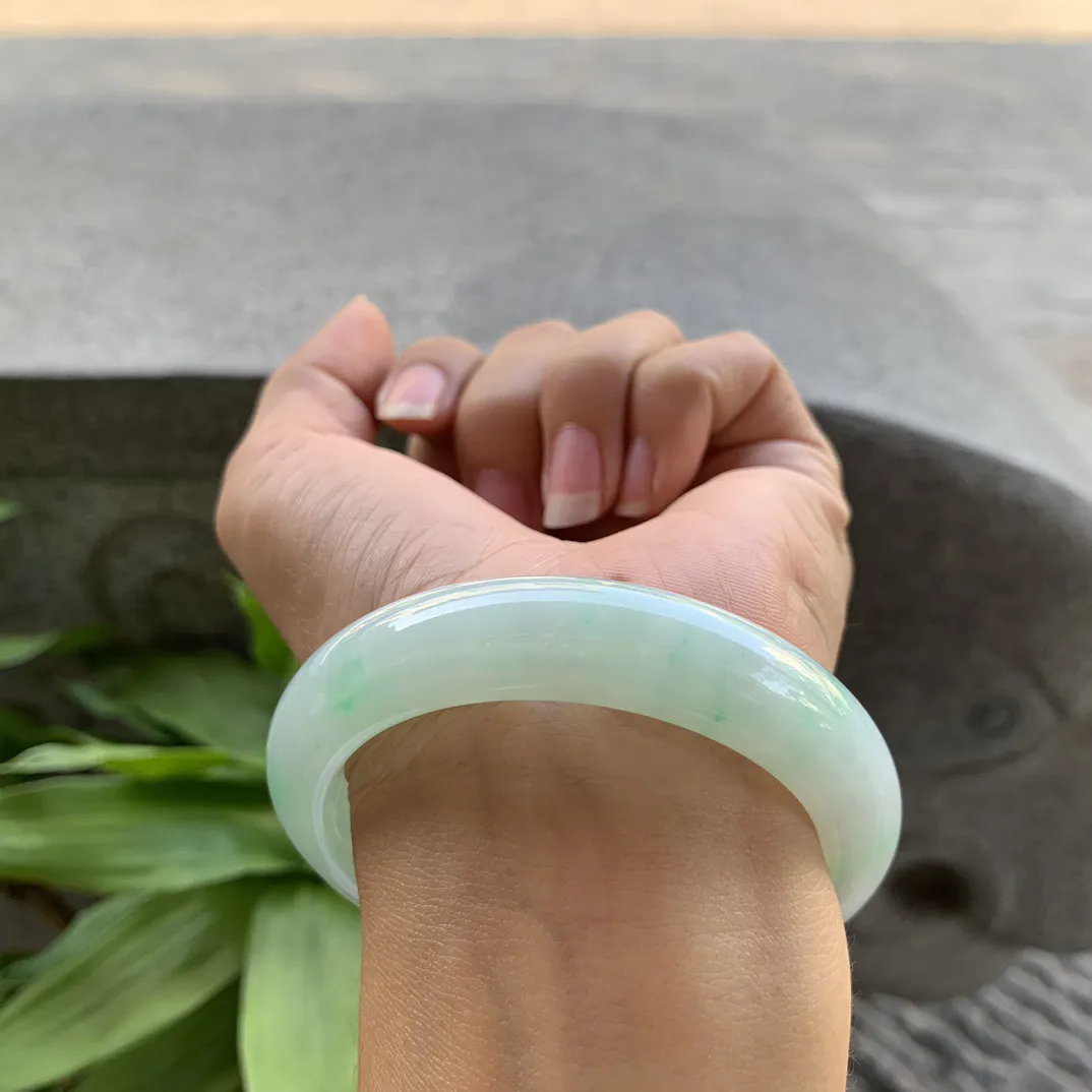圈口54.7-12.6-9 【冰飘绿正圈手镯】正圈54 55可戴
