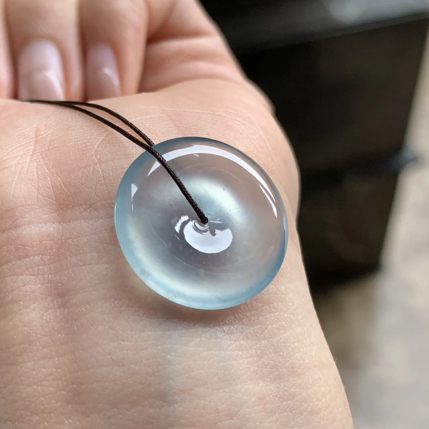 高冰蓝平安扣^_^种老 荧光十足