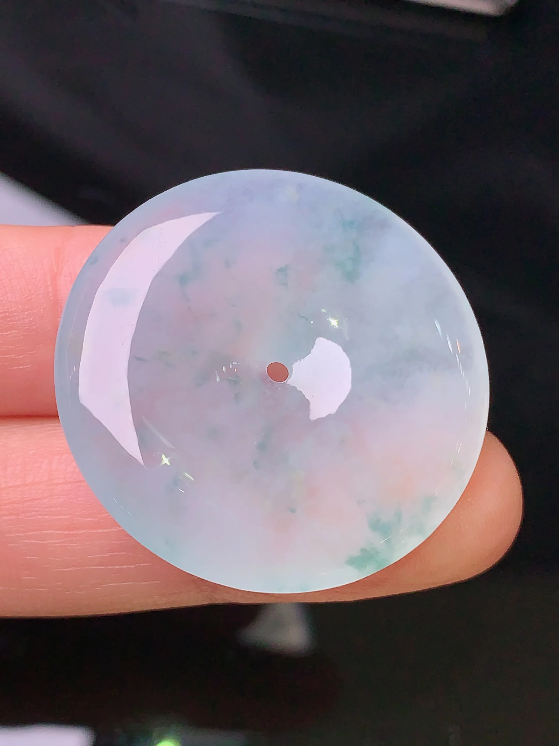 冰种平安扣吊坠 玉质细腻 色泽清新艳丽 整体尺寸31.2*5.8