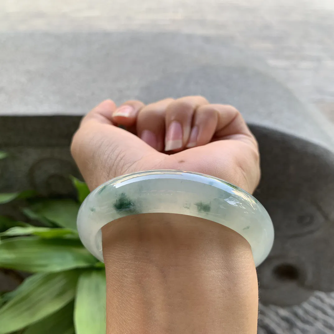 圈口 57.3-14.8-8.5【高冰飘花正圈手镯】正圈57 58可戴