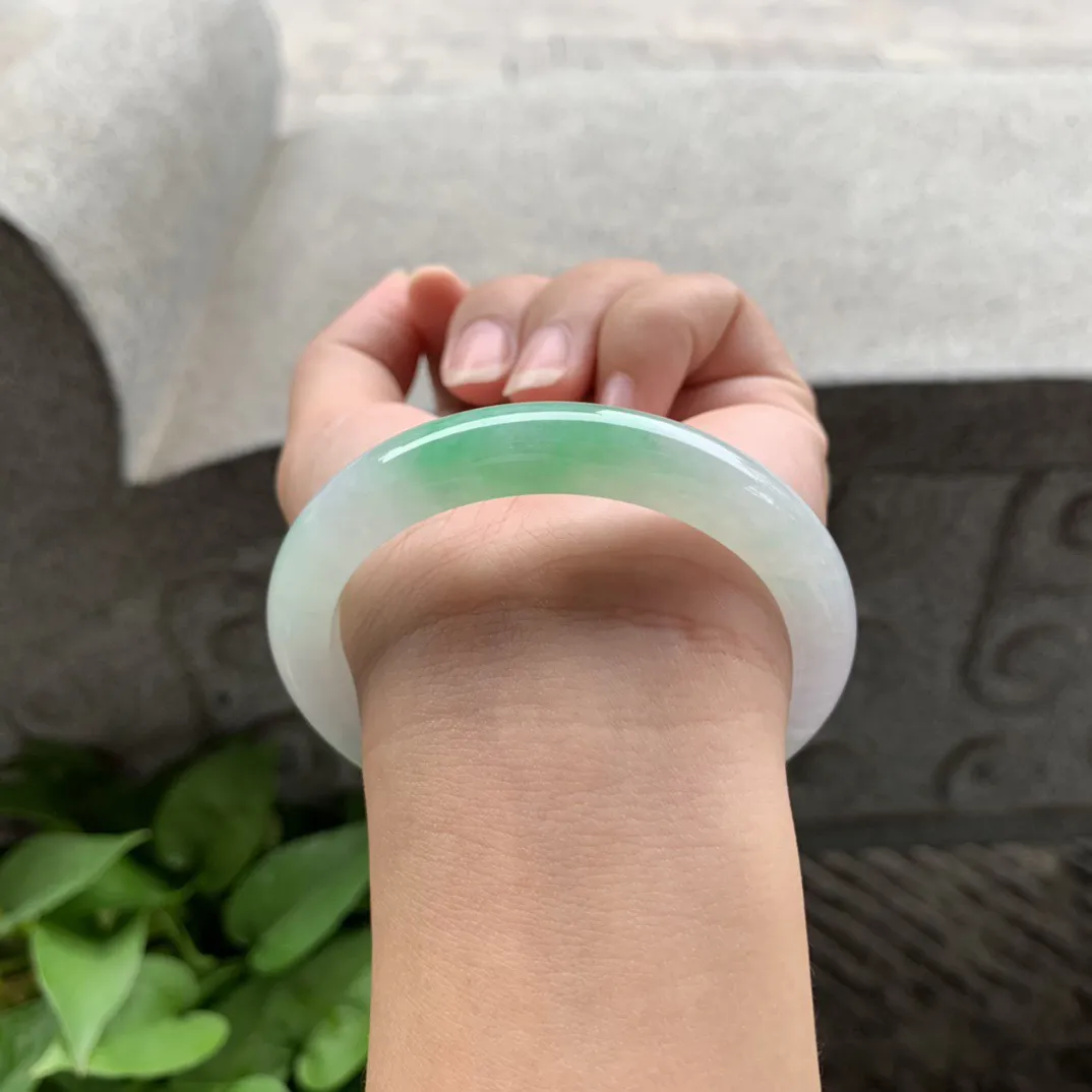 圈口54.6-9-8 【飘阳绿正圈手镯】正圈54 55可戴