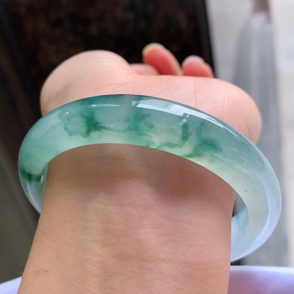 正圈冰玻蓝花 无瑕 尺寸:57.2/12.6/8 花美 荧光闪闪