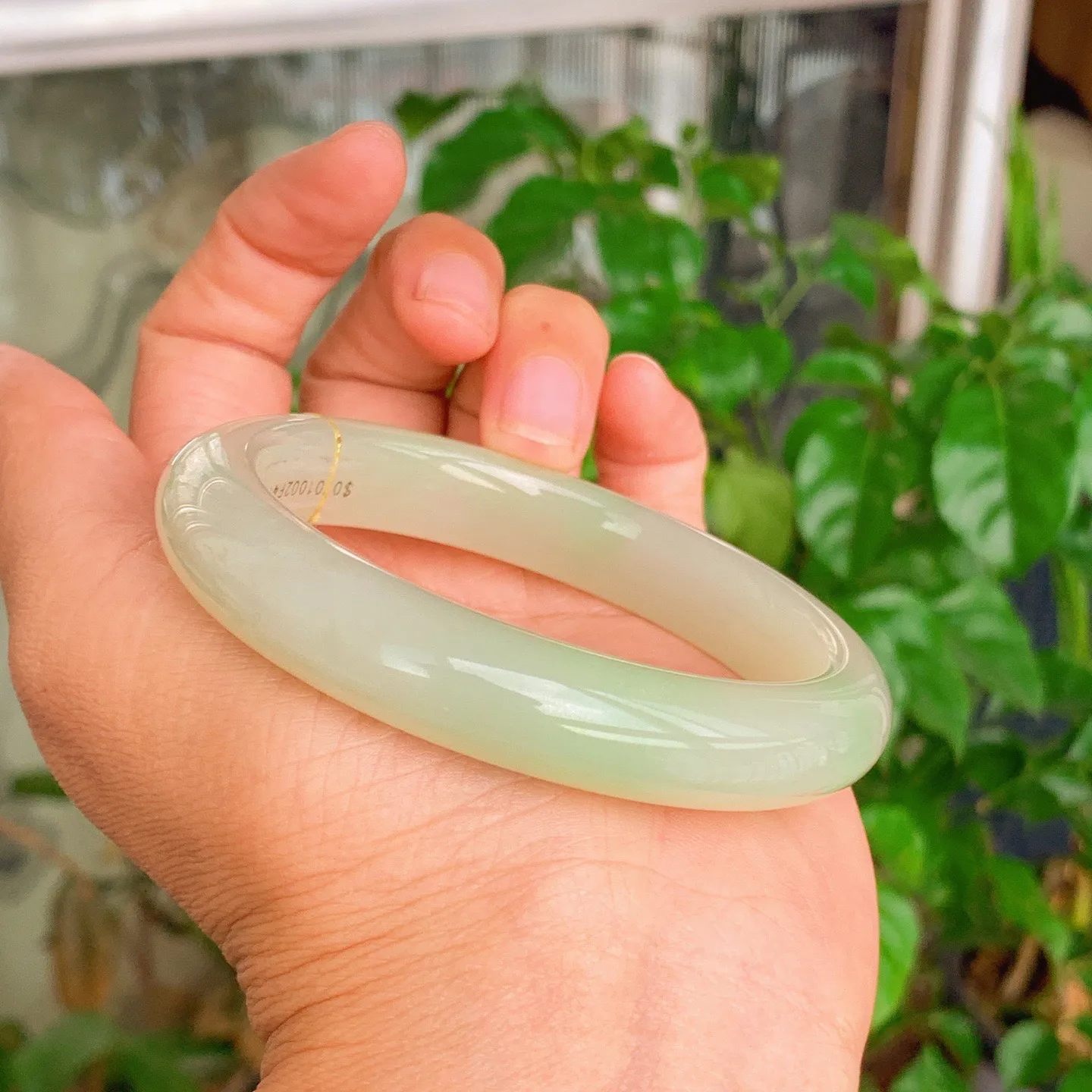 59圈口 和田玉青海翠翠青手镯   59圈口条宽12厚10重58克，玉质细腻油润 底色纯净 脂粉好。