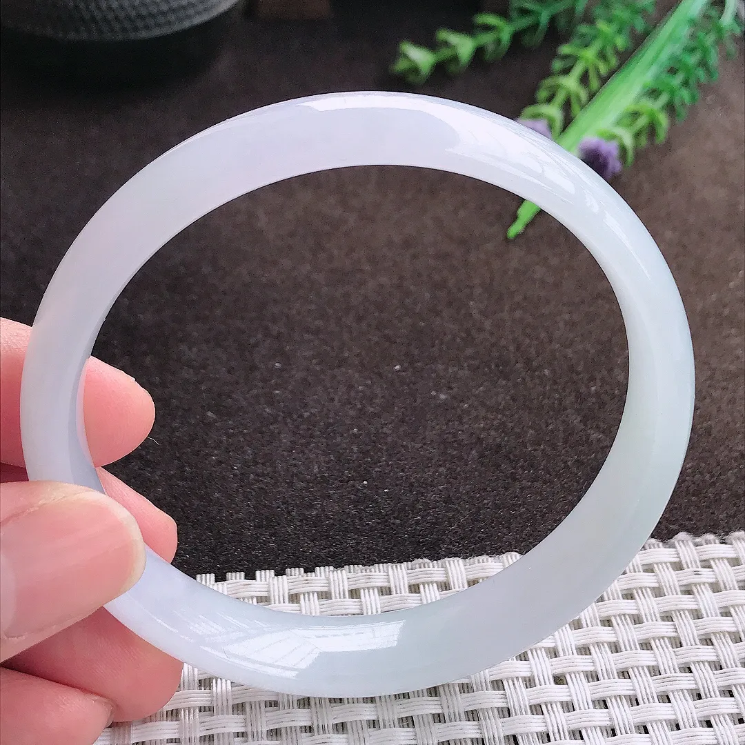 天然a货翡翠64/12.8/6.6老坑冰胶果冻月光彩手镯大圈口宽边翡翠玉镯