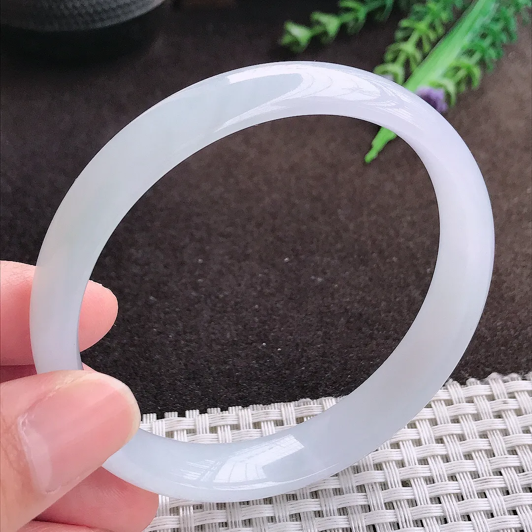 天然a货翡翠64/12.8/6.6老坑冰胶果冻月光彩手镯大圈口宽边翡翠玉镯