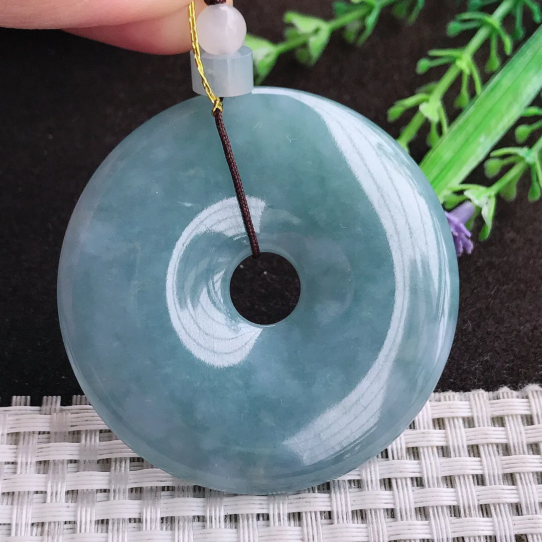 天然a货翡翠53/7.2老坑精美满色浓郁紫罗兰大平安扣吊坠翡翠玉坠挂件