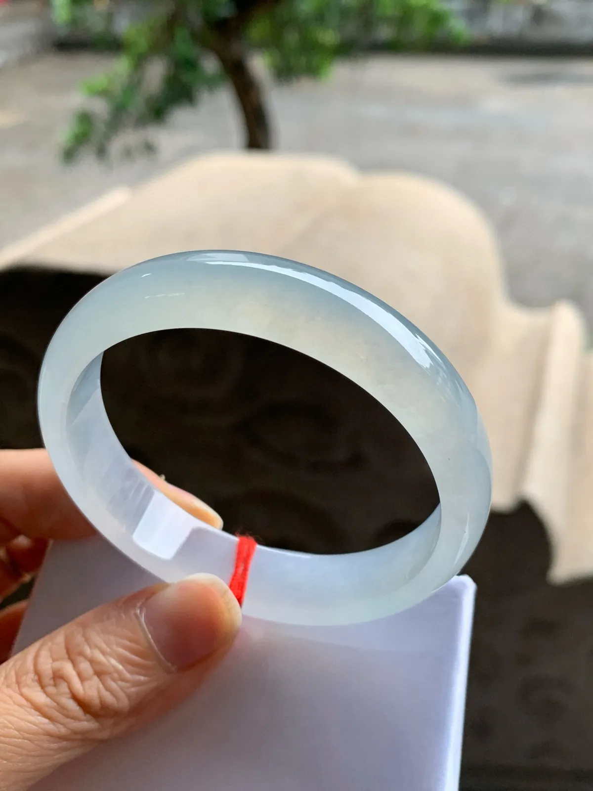 正圈冰玻种 无瑕 尺寸:54.3/12.1/6.1 种水好