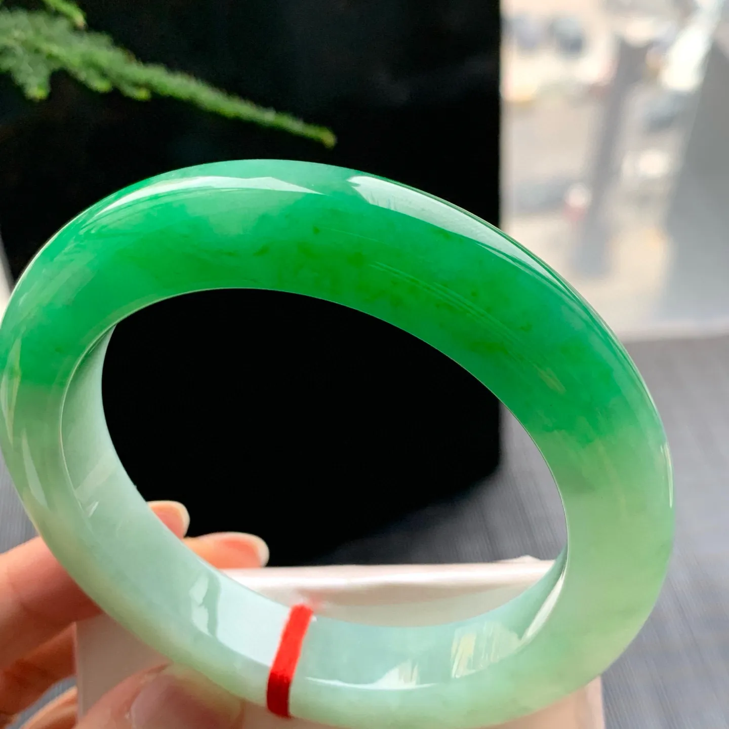 正圈一大节阳绿 无瑕 尺寸:61.3/12.5/11.1 色好 大圈口🥰🥰