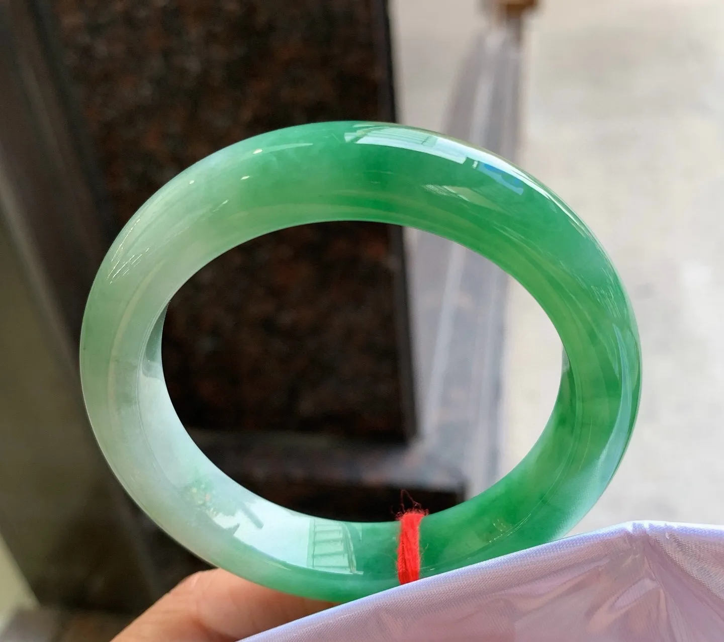 正圈一大圈芙蓉绿 无瑕 尺寸:56.3/12.2/9.3 色好