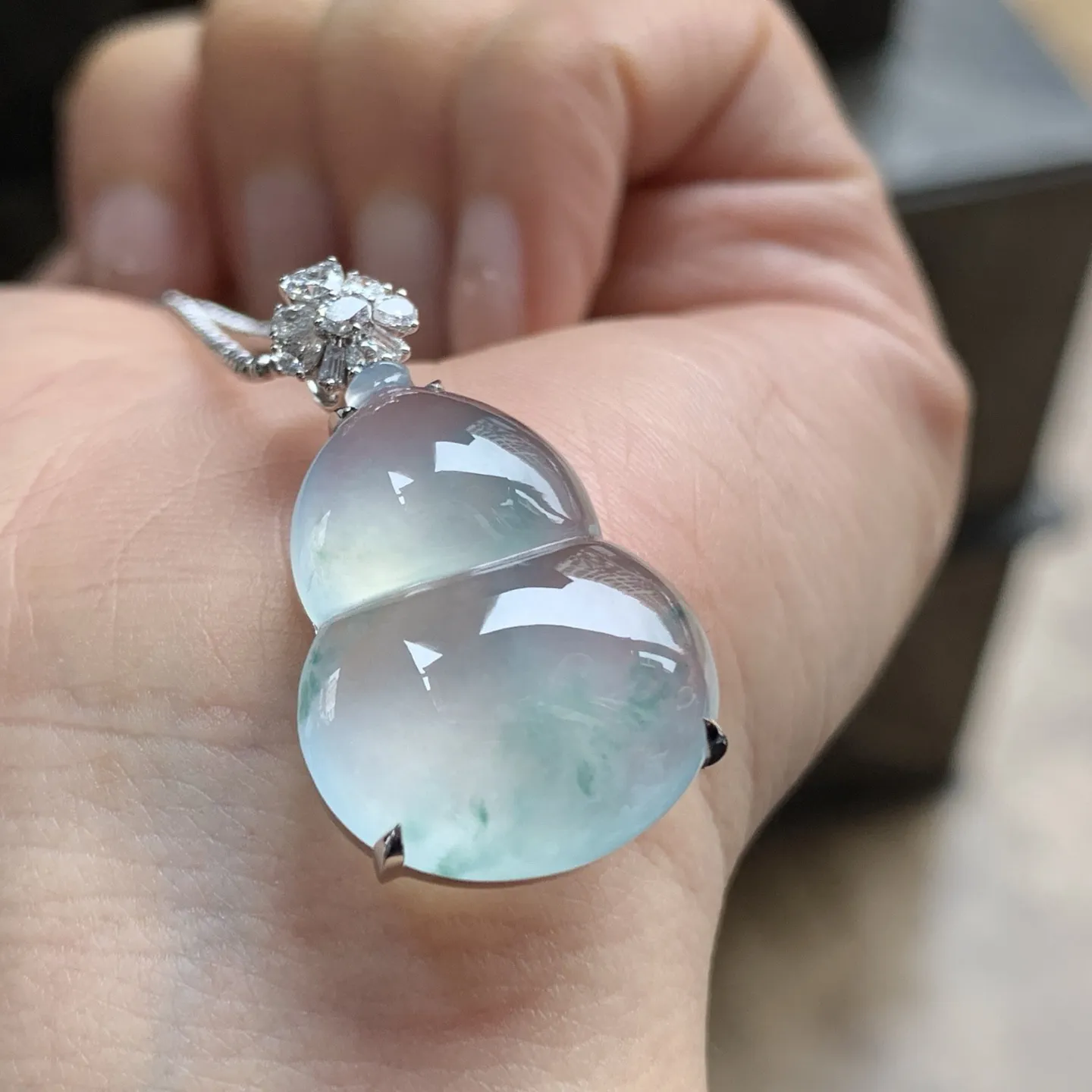 金钻镶嵌高冰飘花葫芦^_^冰透