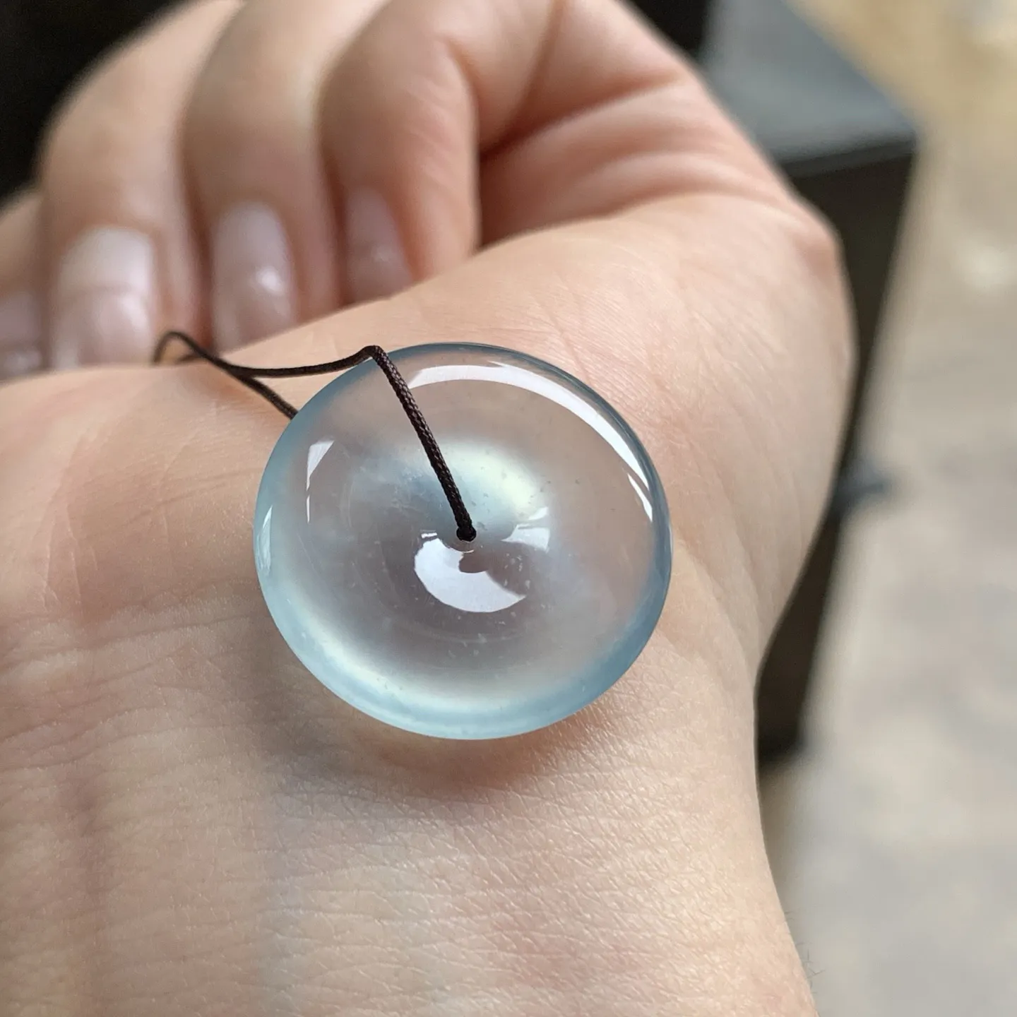 高冰蓝平安扣^_^种老 荧光十足