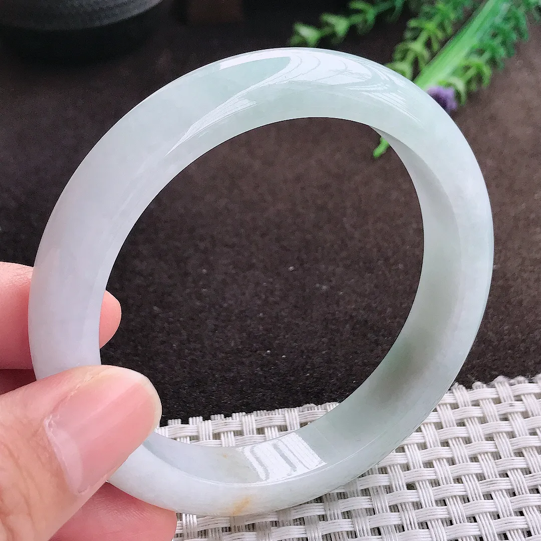 天然a货翡翠61/12.9/8.6老坑精美温润飘花大圈口手镯宽边翡翠玉镯美人镯