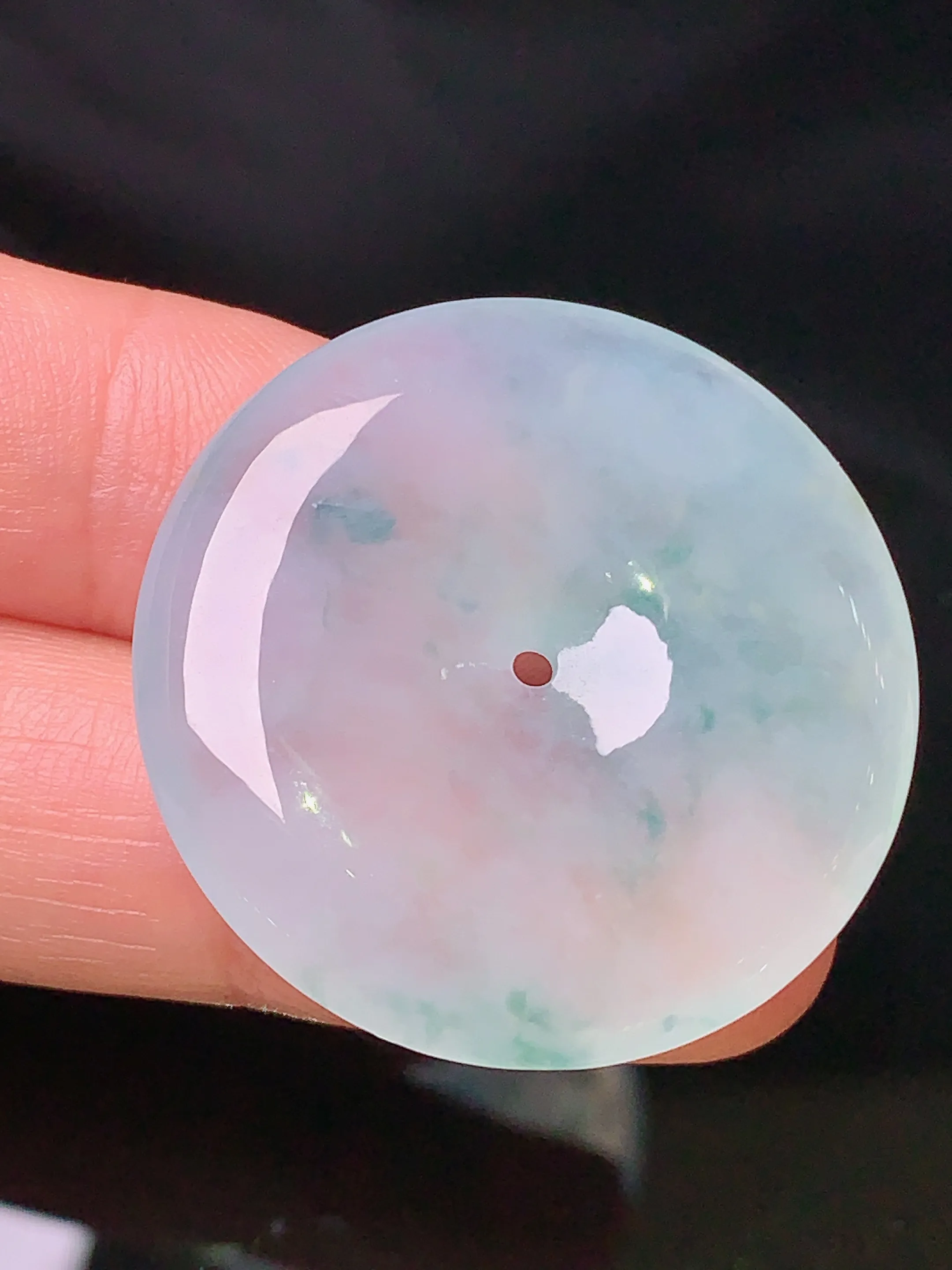 冰种平安扣吊坠 玉质细腻 色泽清新艳丽 整体尺寸31.2*5.8