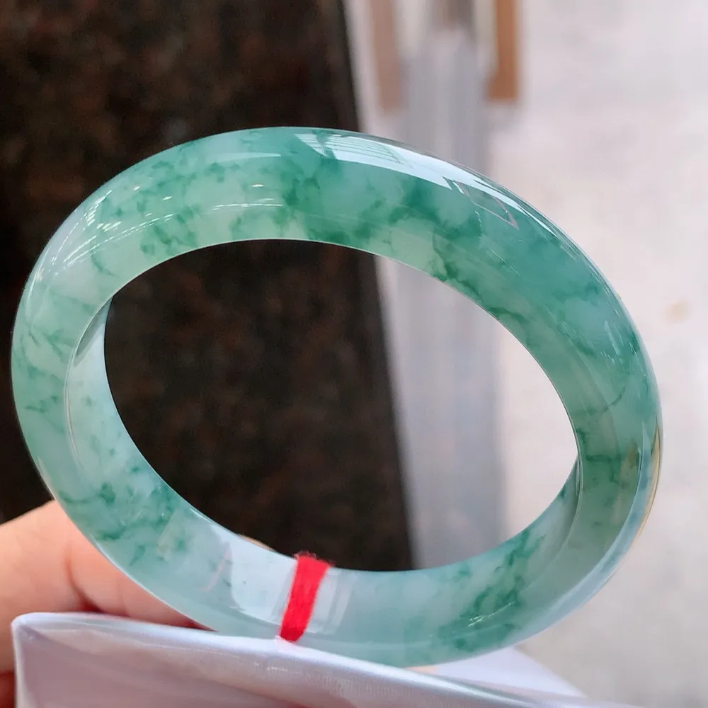 正圈高冰蓝花 无瑕 尺寸:57.7/12.6/8.5 花美 种水好