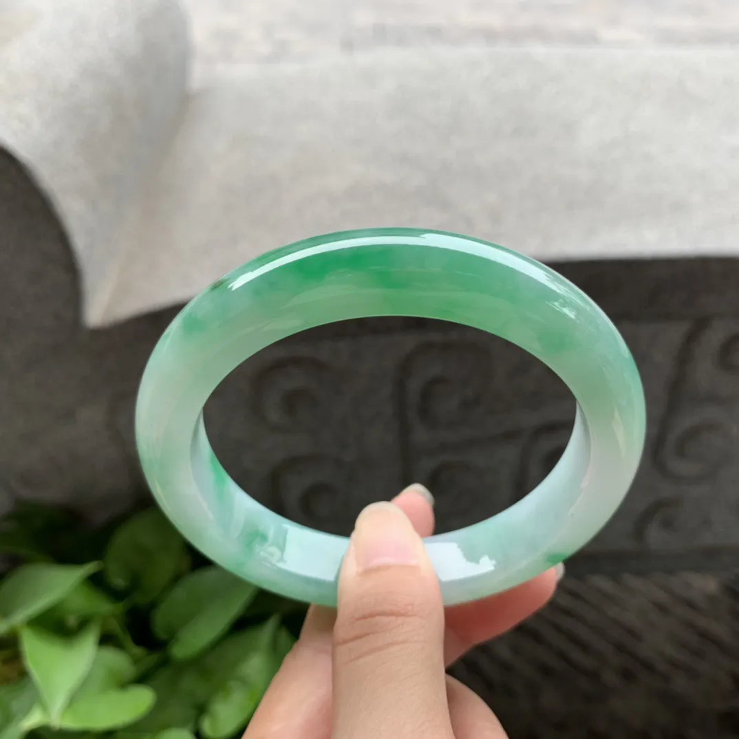 大圈口62-12.6-9.6 【冰阳绿正圈手镯】正圈62 63可戴