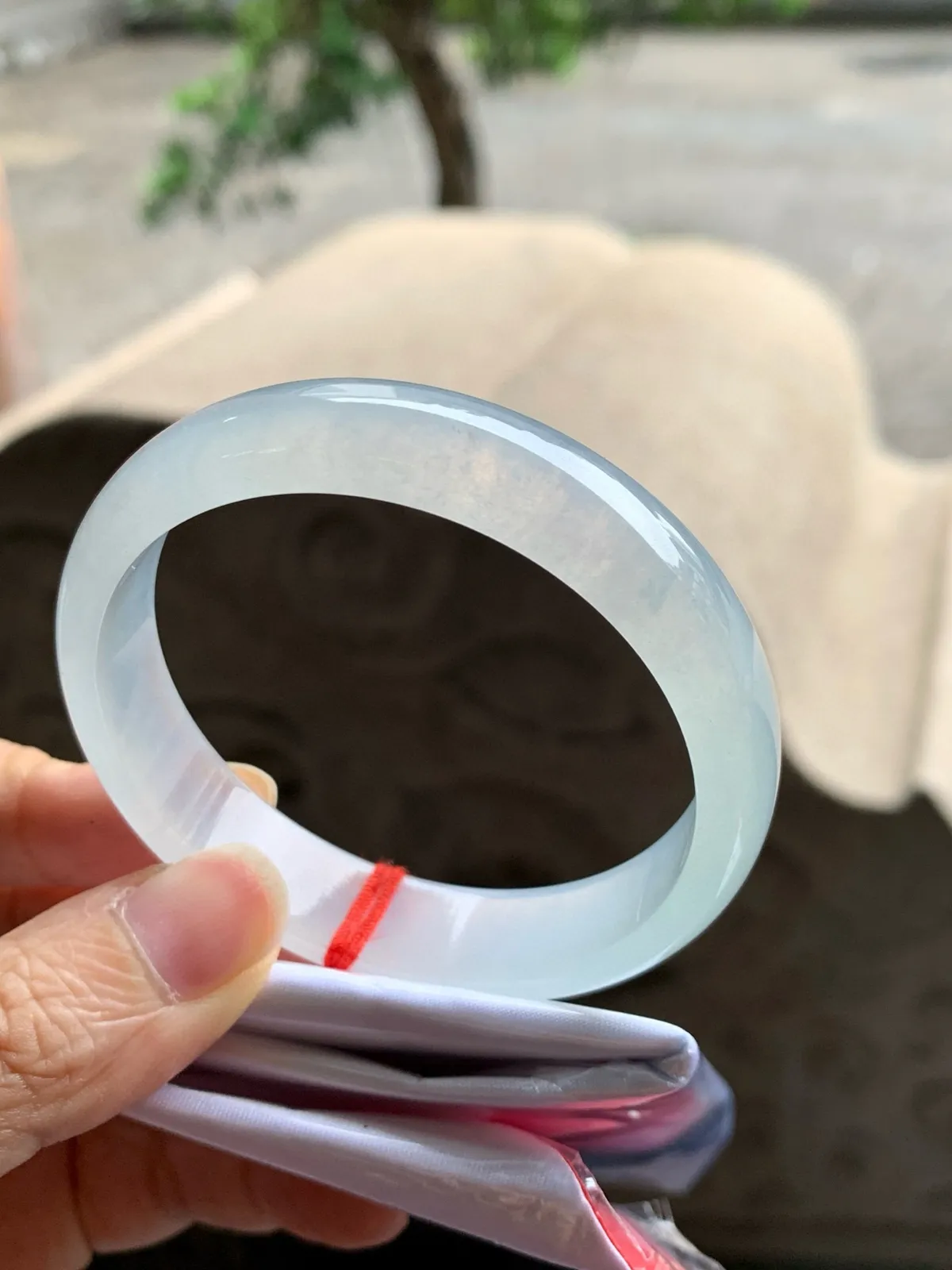 正圈冰玻种 无瑕 尺寸:54.3/12.1/6.1 种水好