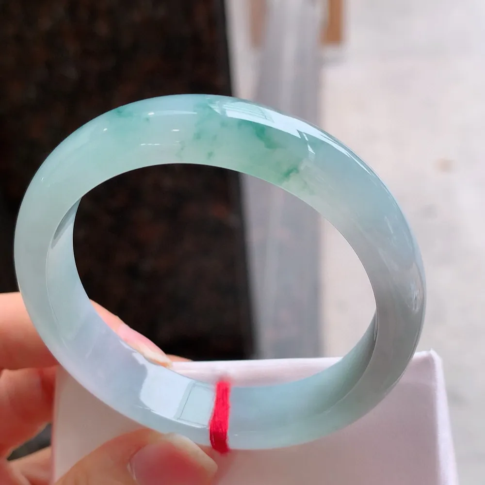 正圈冰蓝花 一丝细纹 尺寸:52.6/12.2/7.2 花美 种水好