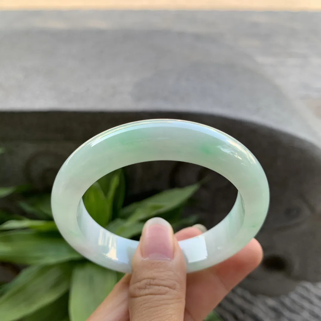 圈口54.7-12.6-9 【冰飘绿正圈手镯】正圈54 55可戴